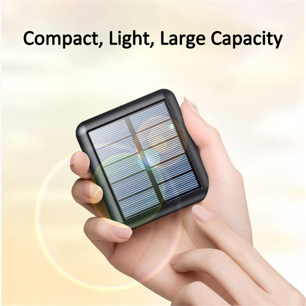 YM-384 10000mAh Portable Solar Charger Phone Power Bank Fast Charging Battery with Cable