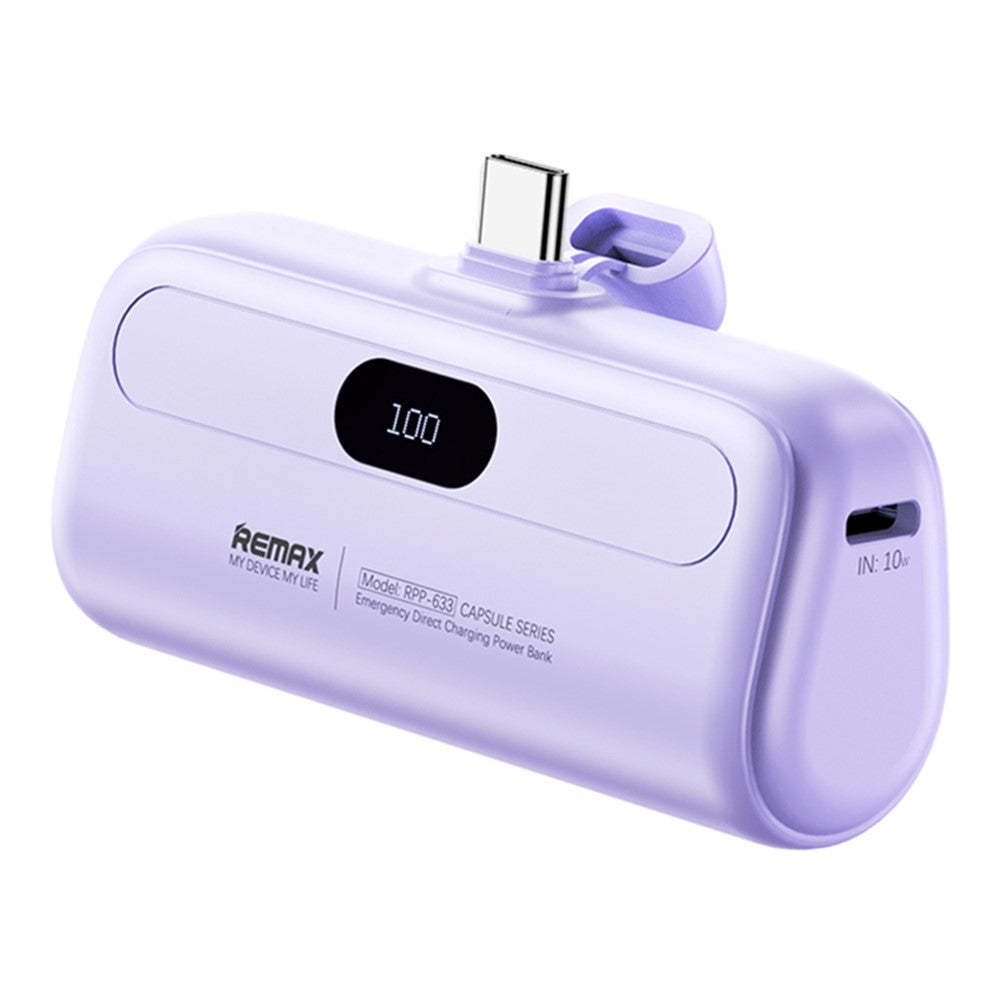 REMAX RPP-632 Capsule Series 2A Type-C Emergency Direct Charge Power Bank 5000mAh External Phone Battery