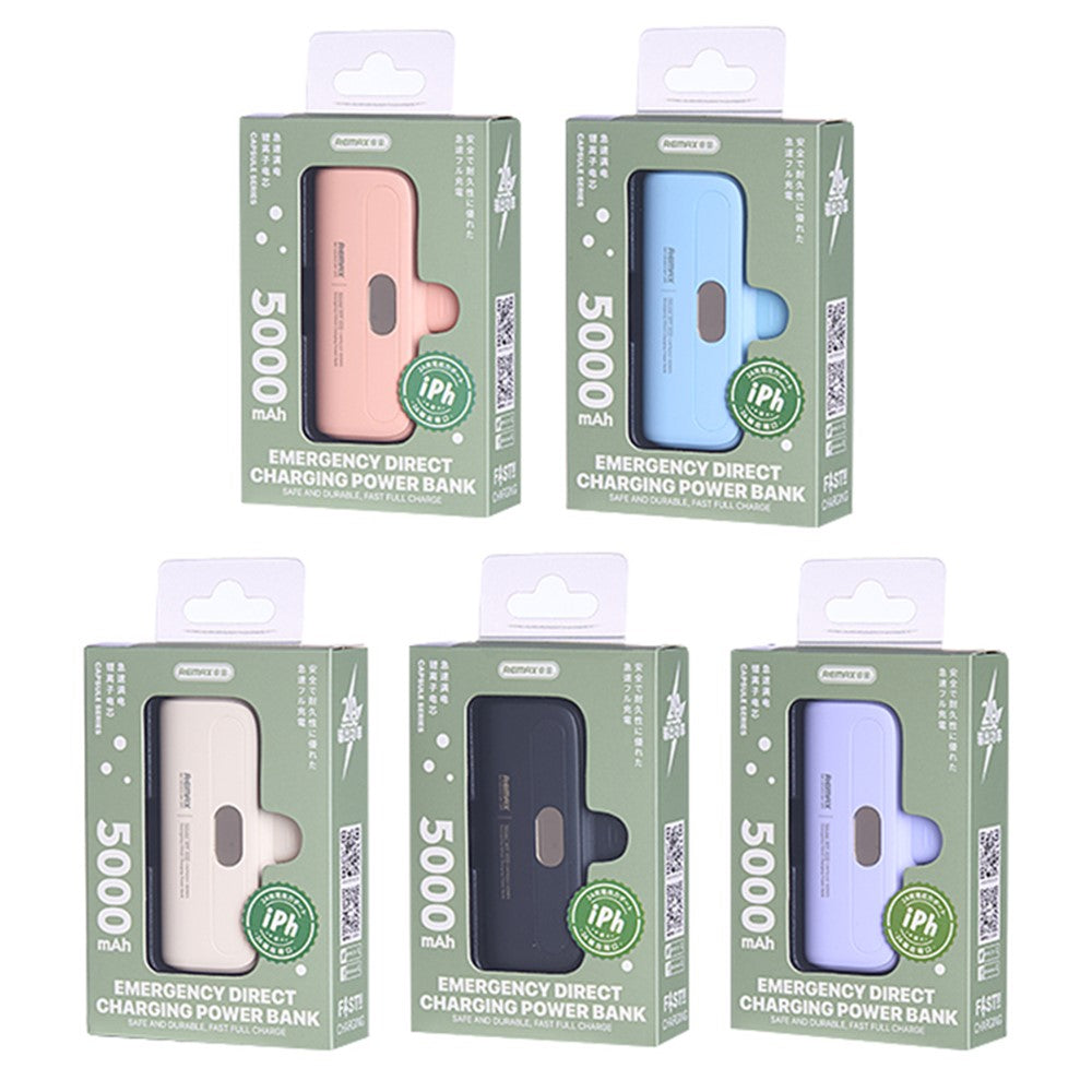 REMAX RPP-633 Capsule Series 2A iP Port 5000mAh Power Bank Emergency Direct Charge Phone Charger