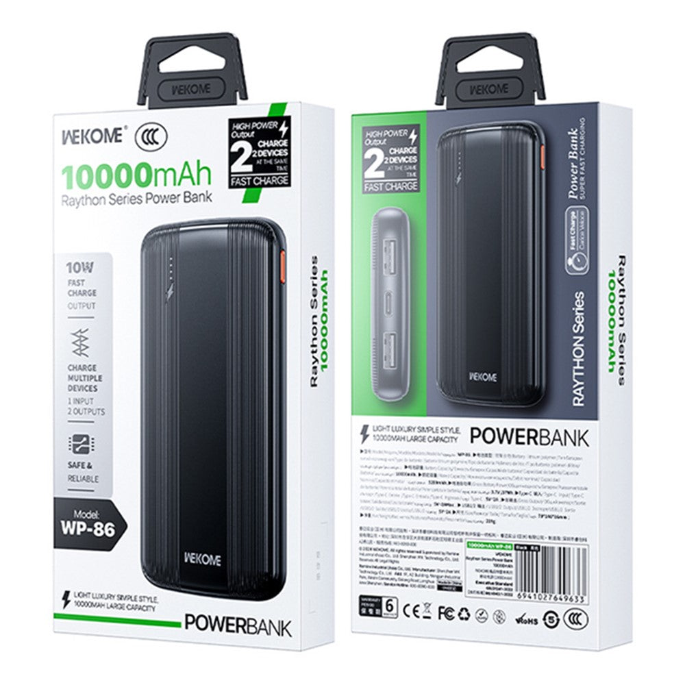 WEKOME WP-86 Raython Series Portable Charger Power Bank 10000mAh External Battery Pack