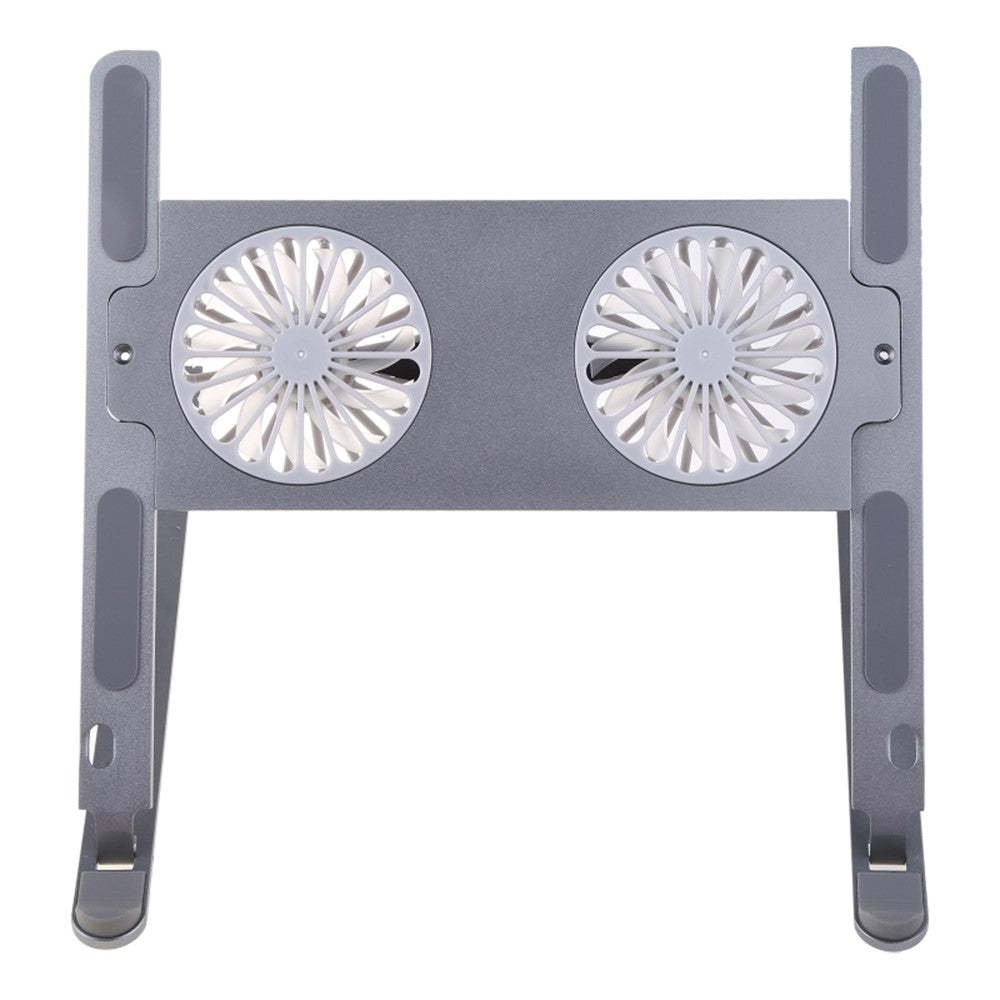 P11F Portable Folding Laptops Stand Aluminum Alloy Adjustable Desktop Tablets Holder with 2 Cooling Fan for Tablets, Notebooks