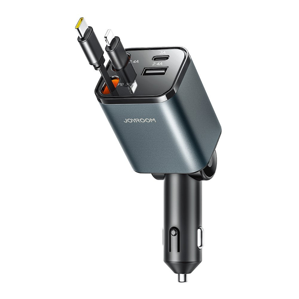 JOYROOM CCL05 4 in 1 Car Charger with 50W Fast Charging Retractable Dual Cables