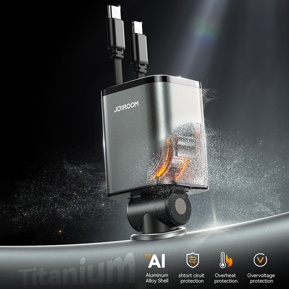 JOYROOM CCL05 4 in 1 Car Charger with 50W Fast Charging Retractable Dual Cables