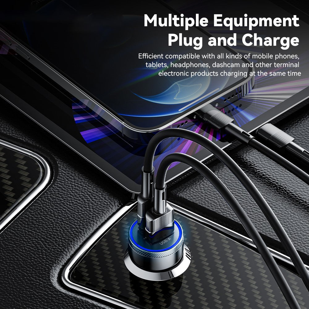 ESSAGER 54W USB+Type-C Phone Fast Charging Adapter ABS+Aluminum Alloy Mini Car Charger