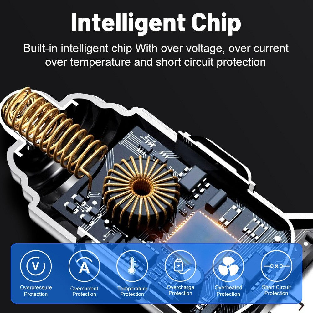 100W High Power 6-Port Car Charger PD QC3.0 Fast Charging Adapter with Voltage Display