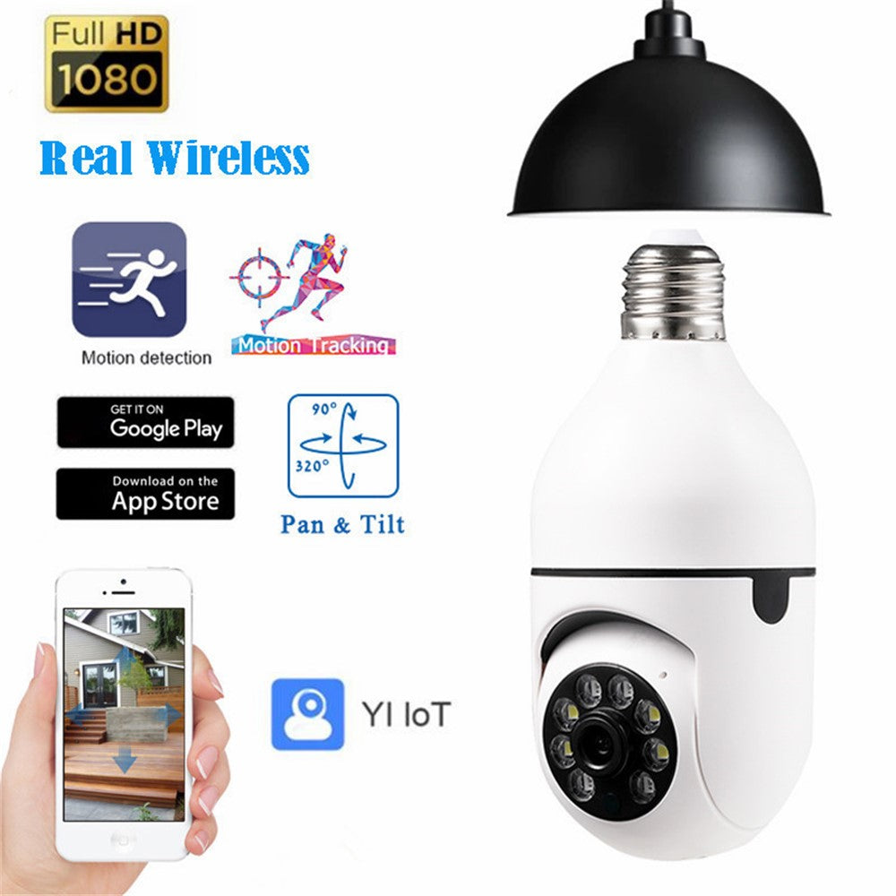 2.4G Smart WiFi Camera Mini PTZ 1080P HD IP Camera with Bulb E27 Socket, Two-Way Talk Home Surveillance