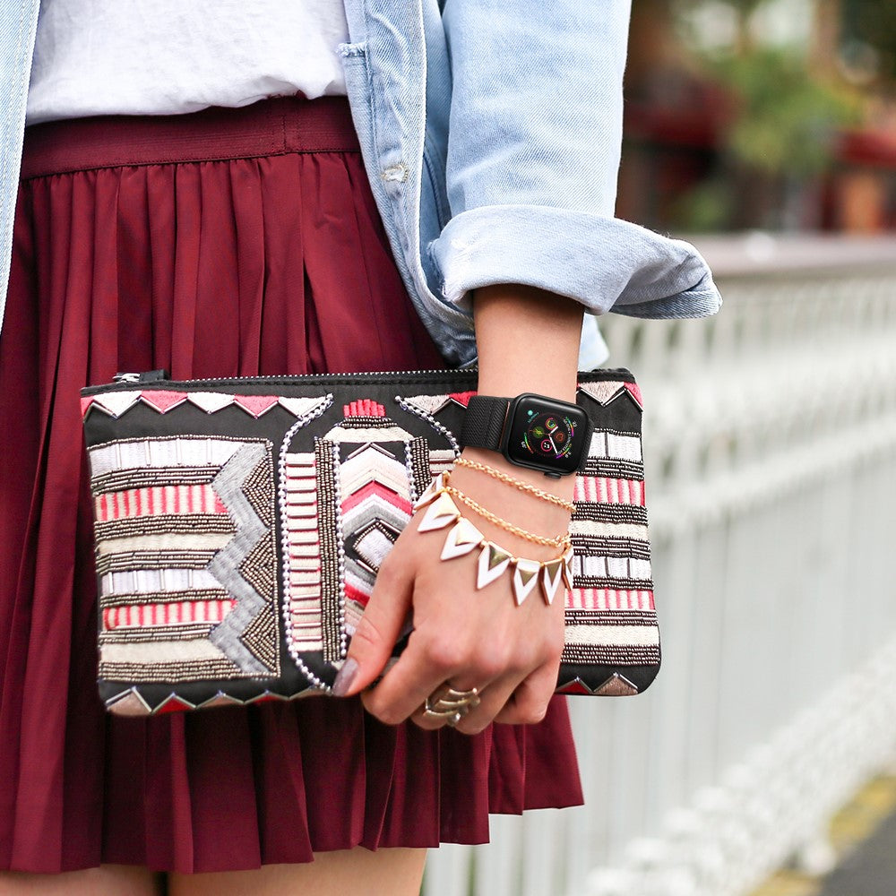 Adjustable Woven Polyester Watchband Wrist Strap Replacement for Apple Watch Series 11 10 42mm / 9 8 7 41mm / SE3 SE2 SE 6 5 4 40mm / 3 2 1 38mm