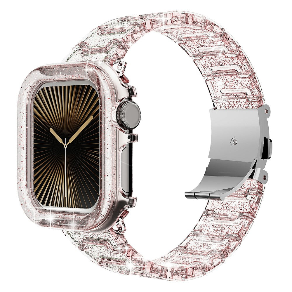 For Apple Watch Series 10 46mm Stylish PC Epoxy Resin Smartwatch Strap + Watch Case