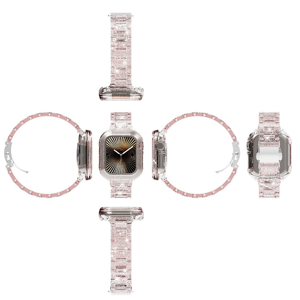 For Apple Watch Series 10 46mm Stylish PC Epoxy Resin Smartwatch Strap + Watch Case