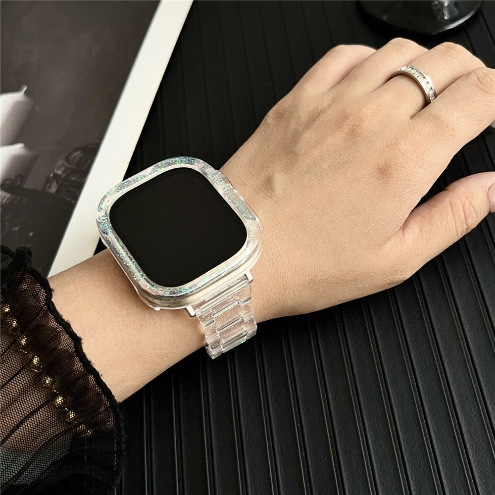 For Apple Watch Series 10 46mm Stylish PC Epoxy Resin Smartwatch Strap + Watch Case