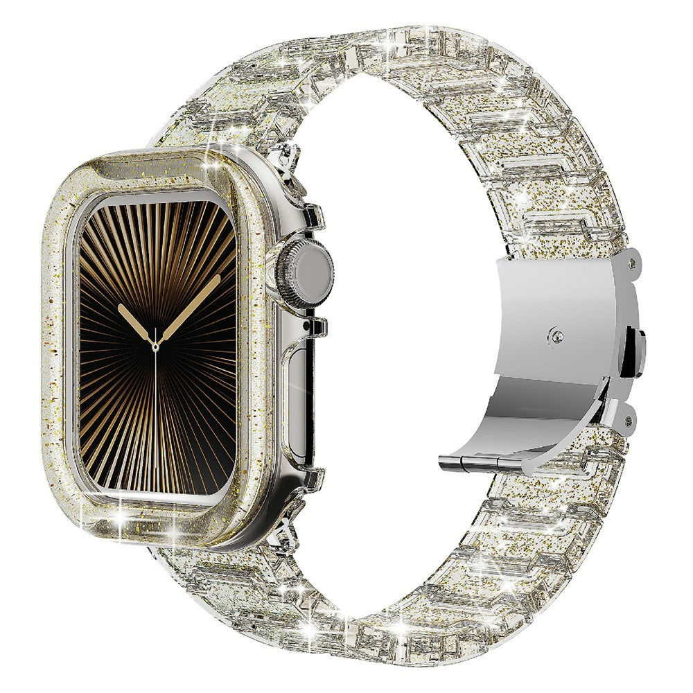 For Apple Watch Series 10 46mm Stylish PC Epoxy Resin Smartwatch Strap + Watch Case