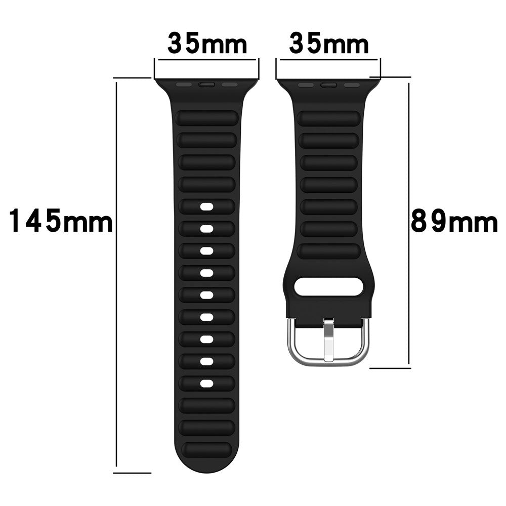 Apple Watch Ultra 3 2 1 49mm / Series 11 10 46mm / 9 8 7 45mm / SE3 SE2 SE 6 5 4 44mm / 3 2 1 42mm Wave Design Silicone Watch Band Square Buckle Wrist Strap