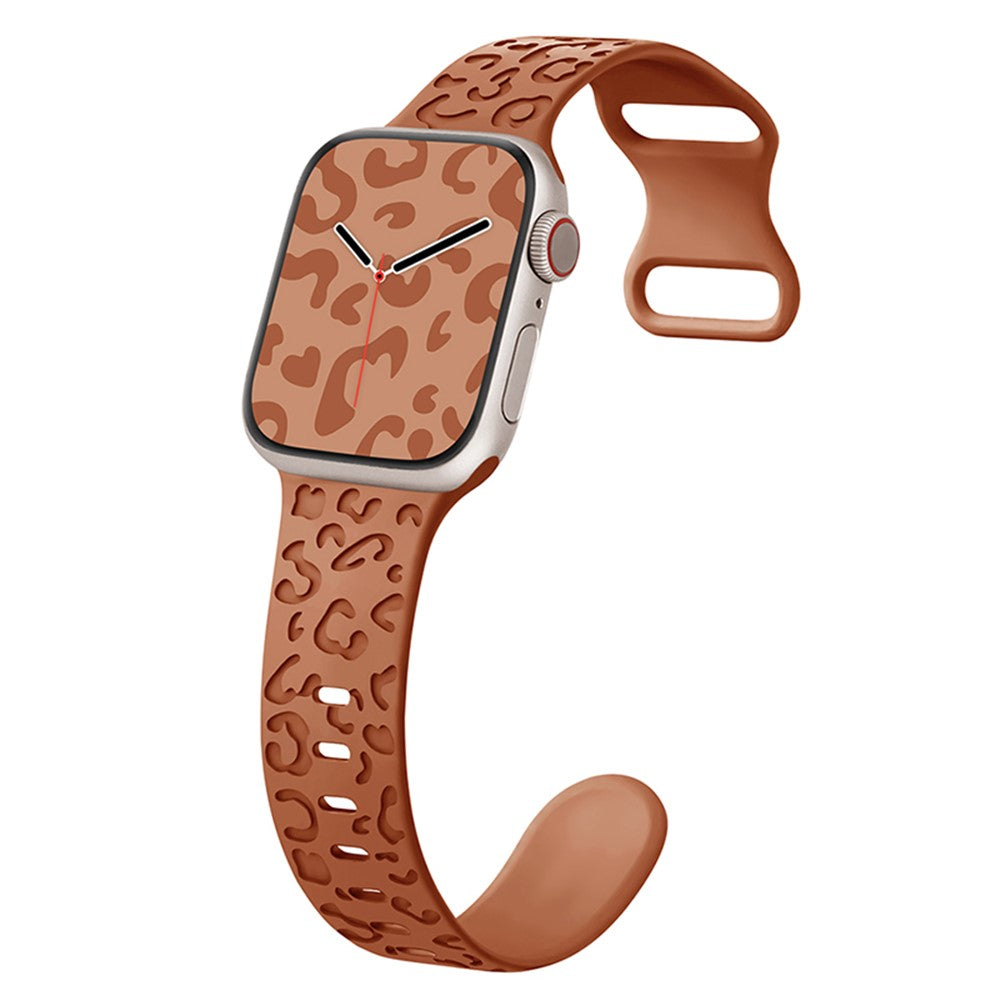 For Apple Watch Ultra 3 2 1 49mm / Series 11 10 46mm / 9 8 7 45mm / SE3 SE2 SE 6 5 4 44mm / 3 2 1 42mm Silicone Leopard Pattern Watch Strap
