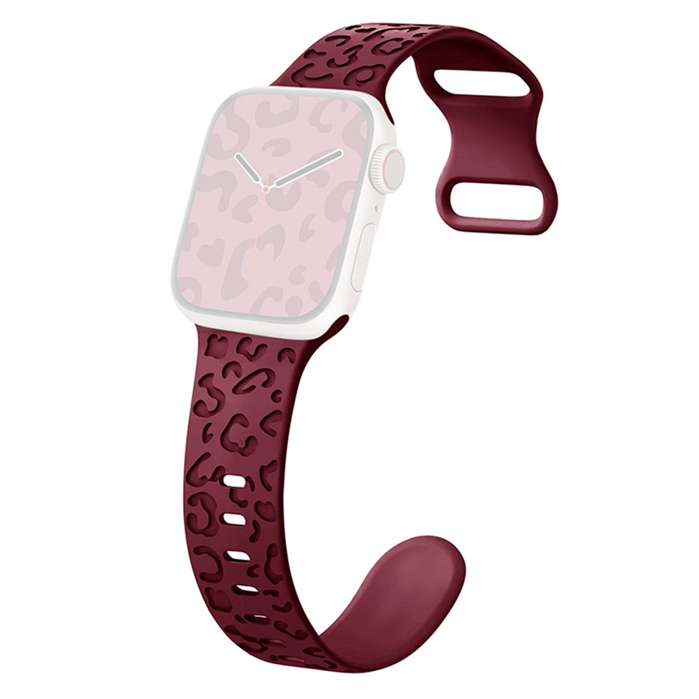 For Apple Watch Ultra 3 2 1 49mm / Series 11 10 46mm / 9 8 7 45mm / SE3 SE2 SE 6 5 4 44mm / 3 2 1 42mm Silicone Leopard Pattern Watch Strap