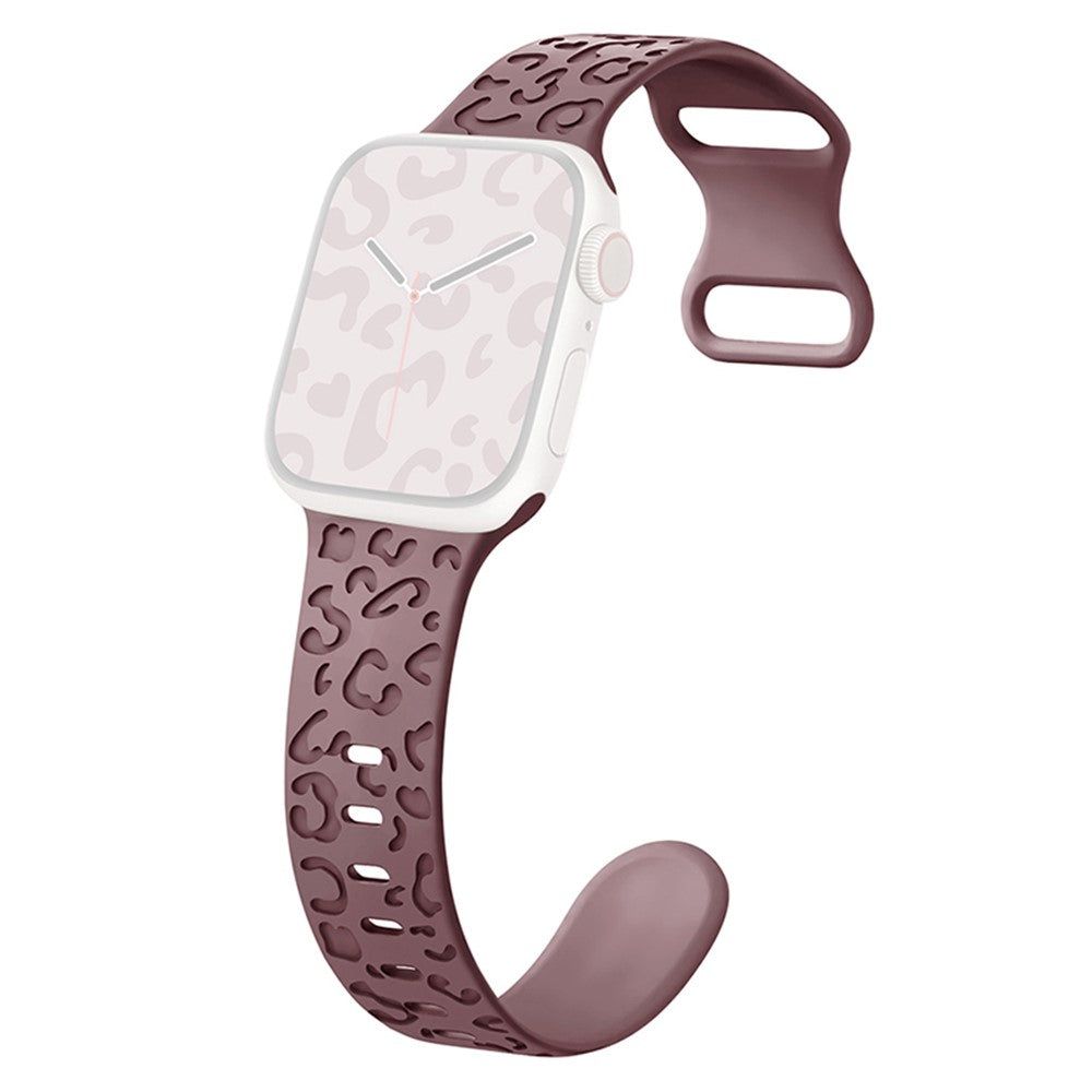 For Apple Watch Ultra 3 2 1 49mm / Series 11 10 46mm / 9 8 7 45mm / SE3 SE2 SE 6 5 4 44mm / 3 2 1 42mm Silicone Leopard Pattern Watch Strap
