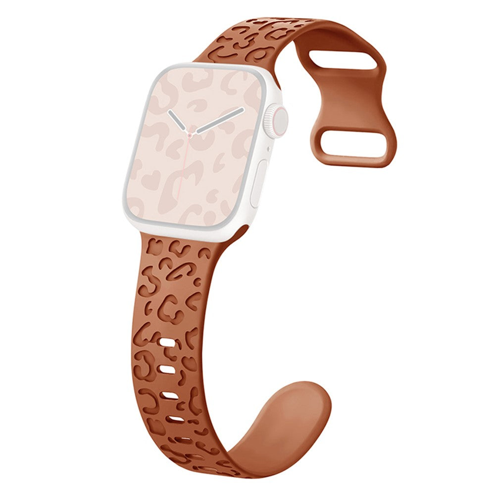 Watch Strap for Apple Watch Series 11 10 42mm / 9 8 7 41mm / SE3 SE2 SE 6 5 4 40mm / 3 2 1 38mm Leopard Pattern Silicone Watch Band