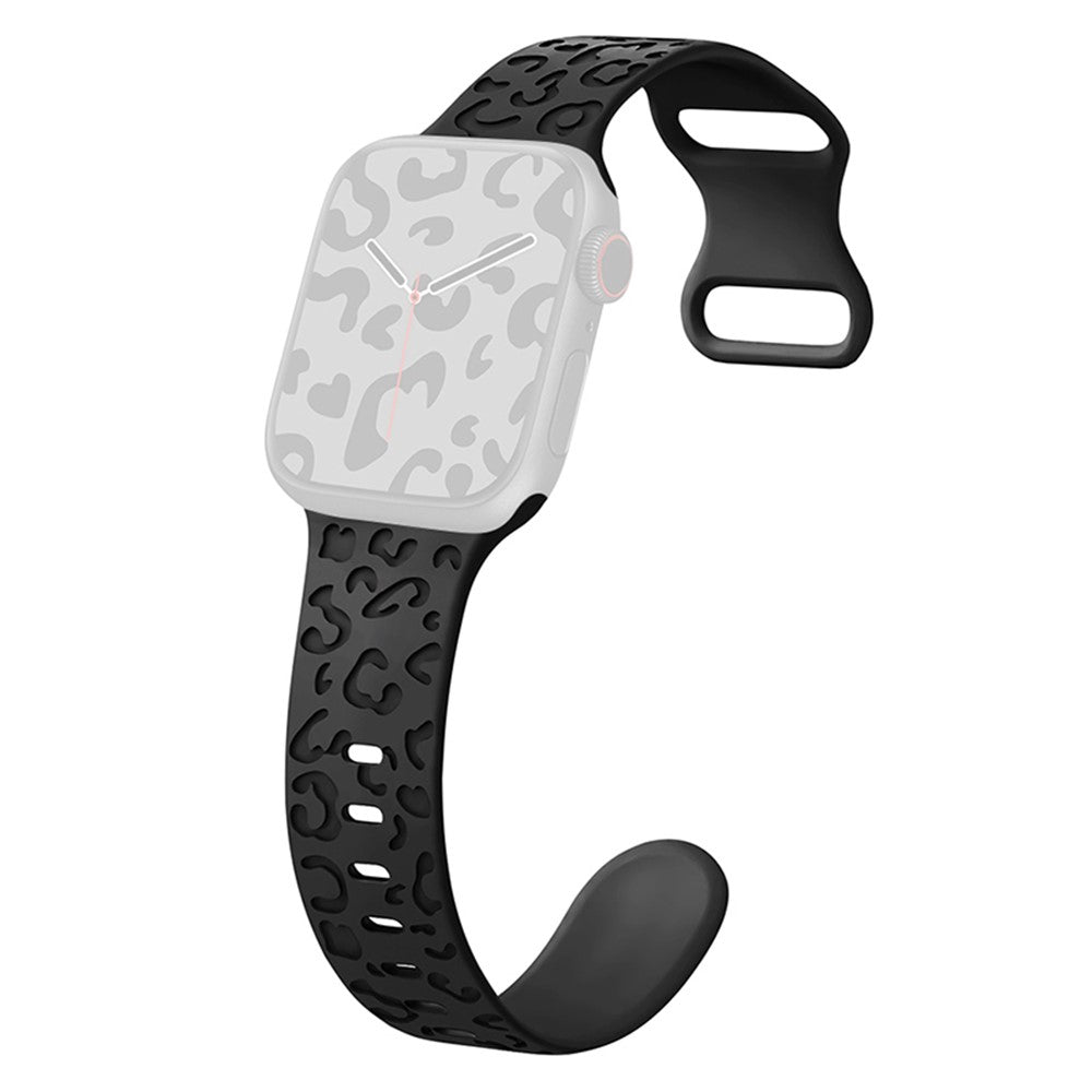 Watch Strap for Apple Watch Series 11 10 42mm / 9 8 7 41mm / SE3 SE2 SE 6 5 4 40mm / 3 2 1 38mm Leopard Pattern Silicone Watch Band