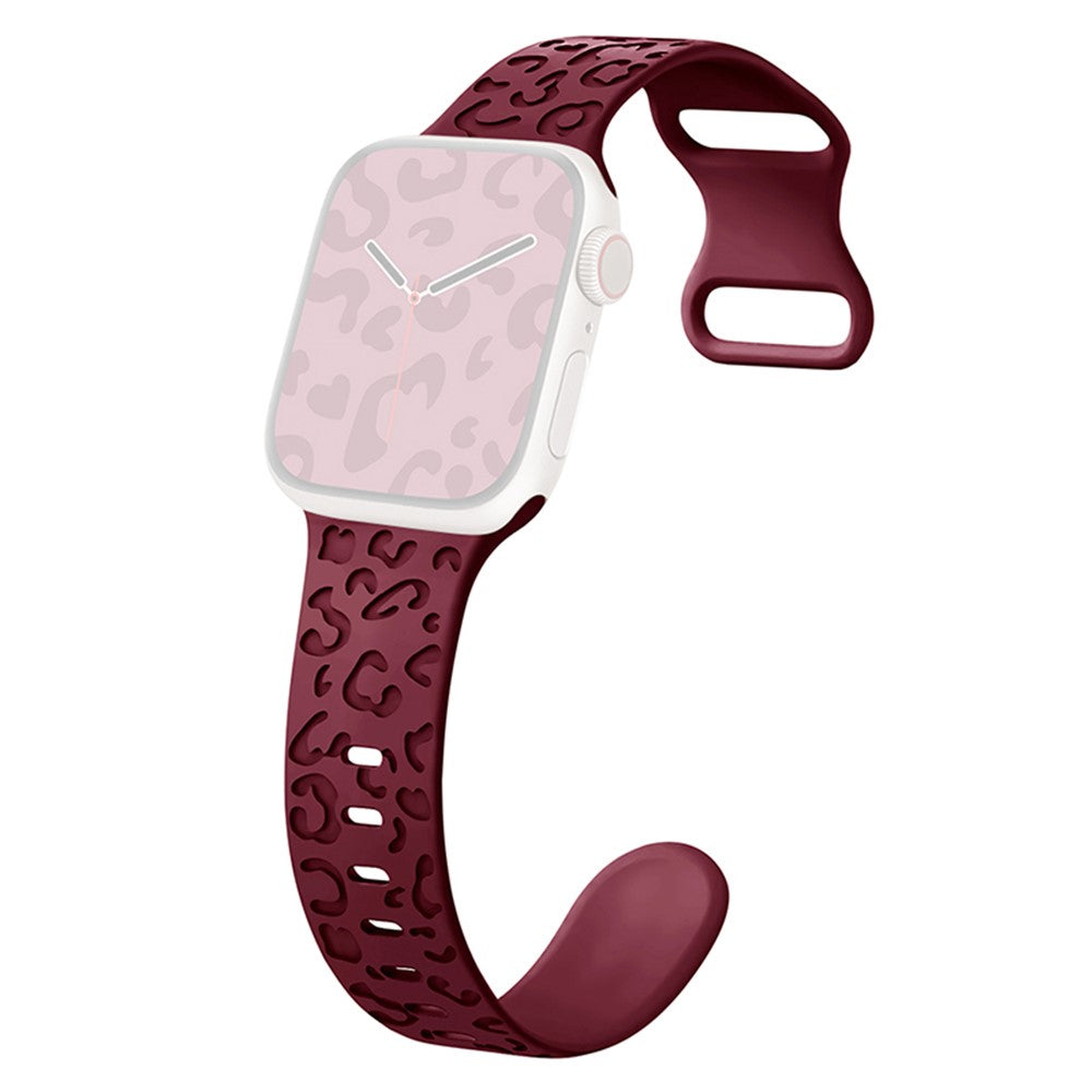 Watch Strap for Apple Watch Series 11 10 42mm / 9 8 7 41mm / SE3 SE2 SE 6 5 4 40mm / 3 2 1 38mm Leopard Pattern Silicone Watch Band