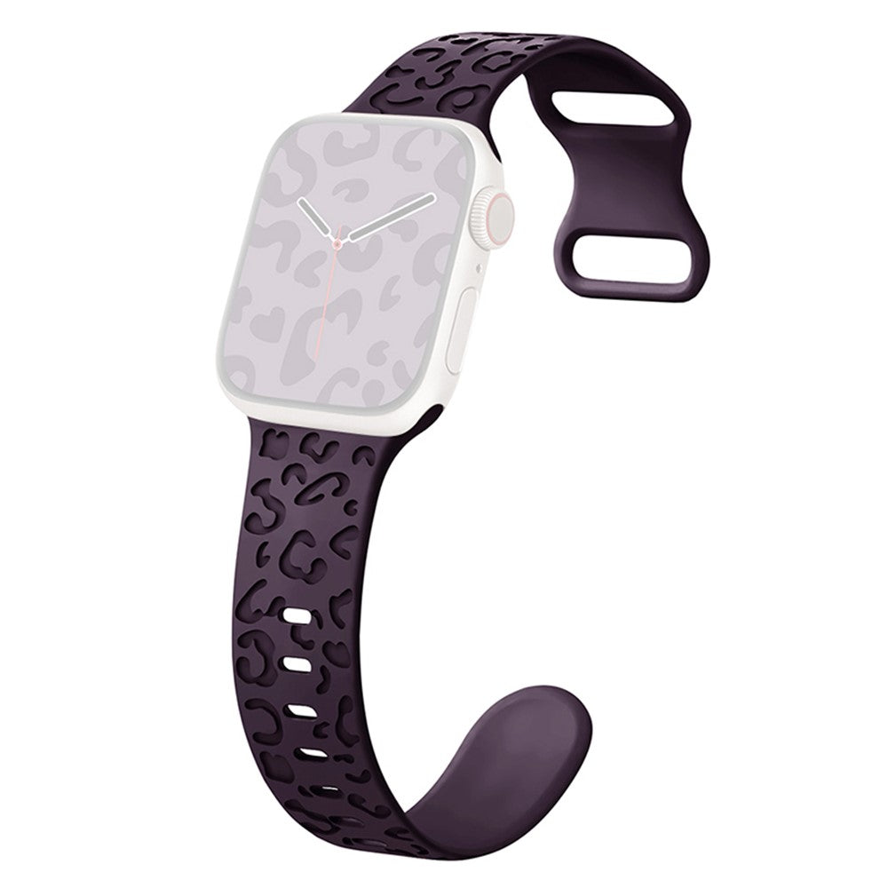 Watch Strap for Apple Watch Series 11 10 42mm / 9 8 7 41mm / SE3 SE2 SE 6 5 4 40mm / 3 2 1 38mm Leopard Pattern Silicone Watch Band
