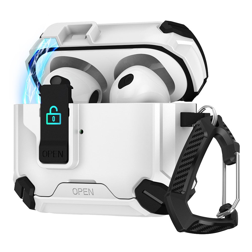 For AirPods Pro 2 Case TPU+PC Compatible with MagSafe Stand Bluetooth-compatible Earbuds Cover with Carabiner