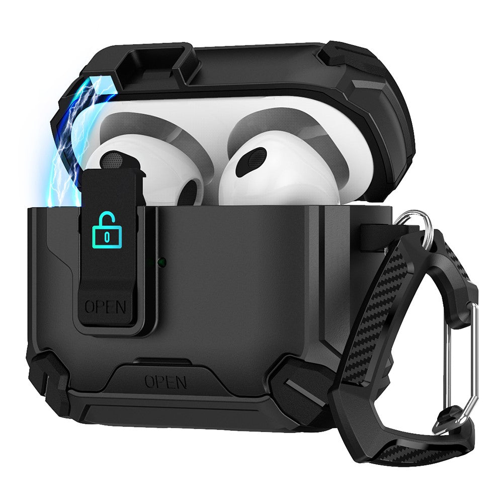 For AirPods Pro 2 Case TPU+PC Compatible with MagSafe Stand Bluetooth-compatible Earbuds Cover with Carabiner