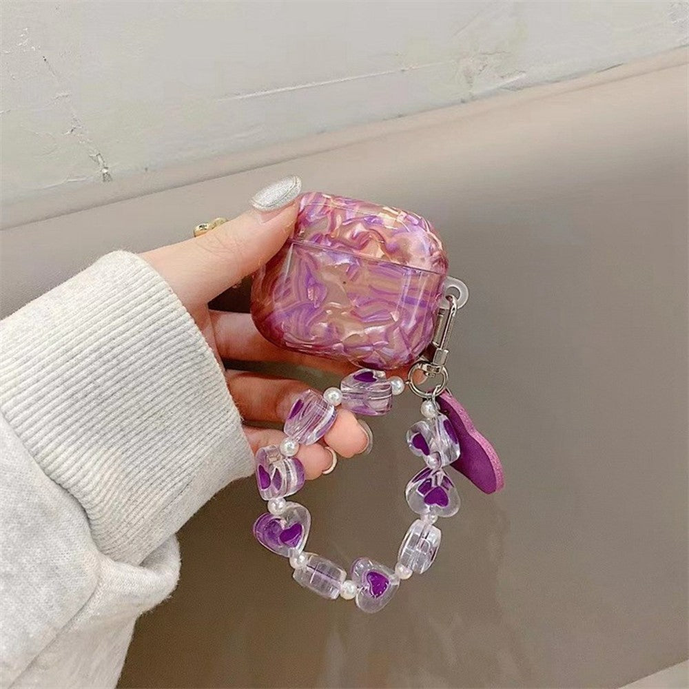 AirPods Pro Protective Case with Love Chain Deep Purple Pattern Soft TPU Cover Shell Texture