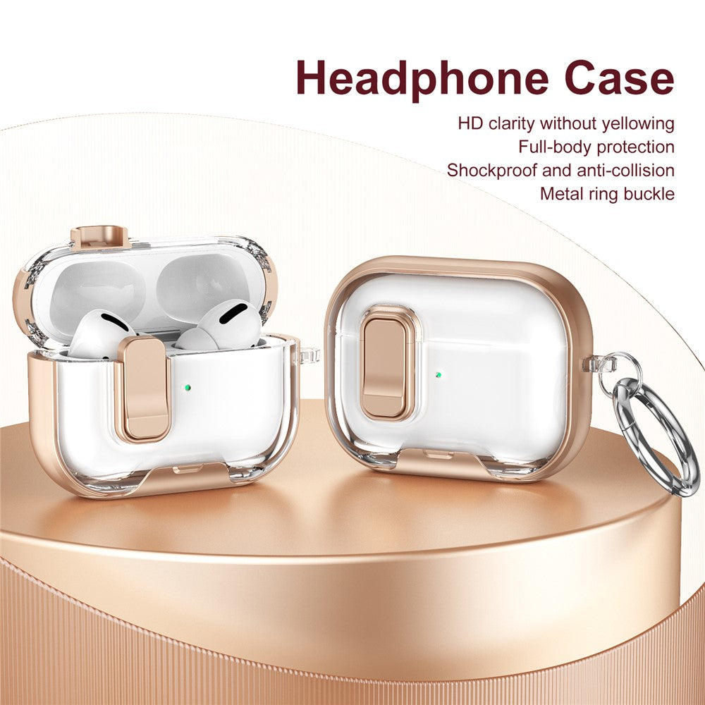 For Apple AirPods Pro Case TPU PC Earbuds Protective Cover with Switch  /  Stand  /  Carrying Hook