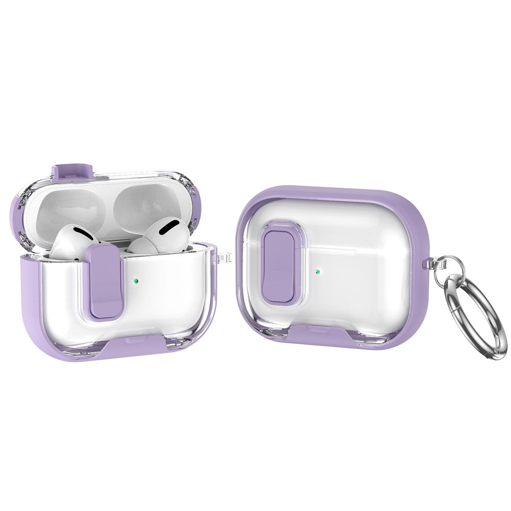 For Apple AirPods Pro Case TPU PC Earbuds Protective Cover with Switch  /  Stand  /  Carrying Hook
