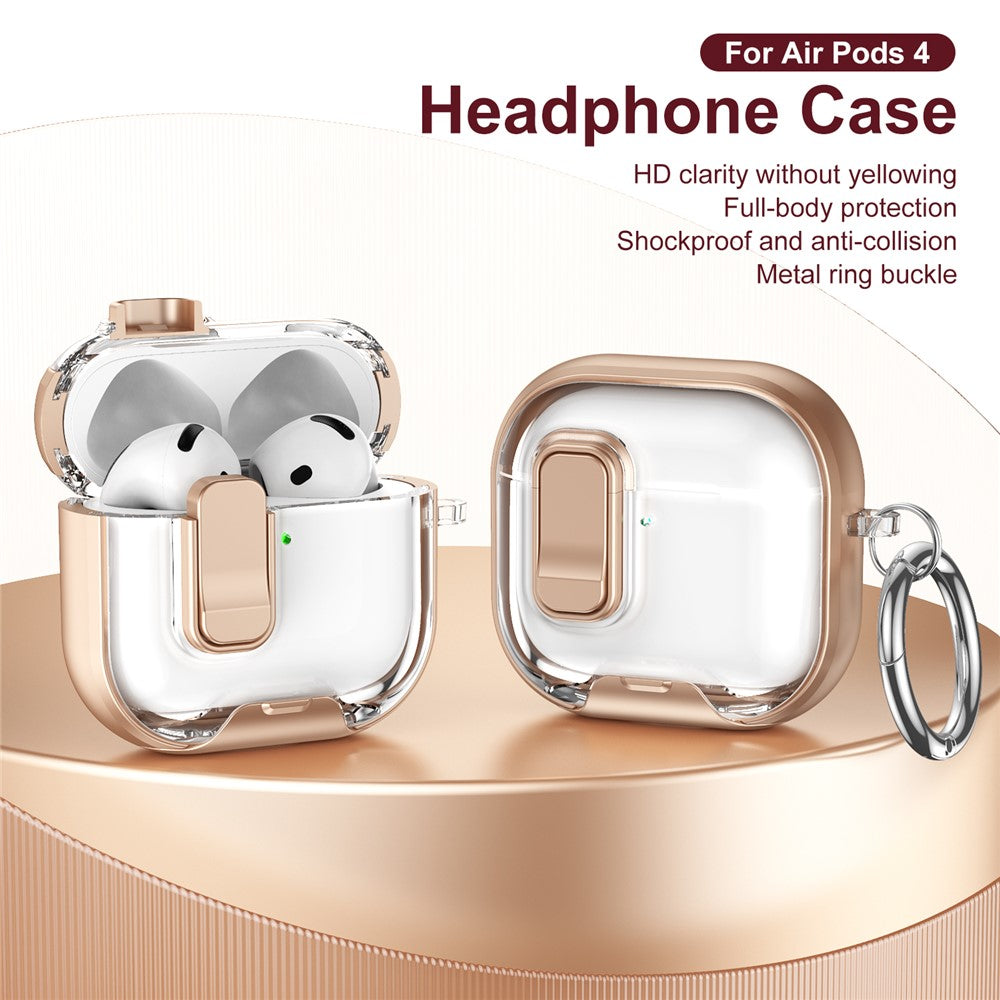 AirPods 4 Case TPU PC Earbuds Protective Cover with Switch  /  Stand  /  Carrying Hook