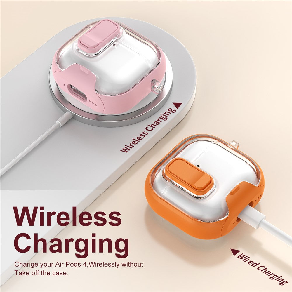 AirPods 4 Case TPU PC Earbuds Protective Cover with Switch  /  Stand  /  Carrying Hook