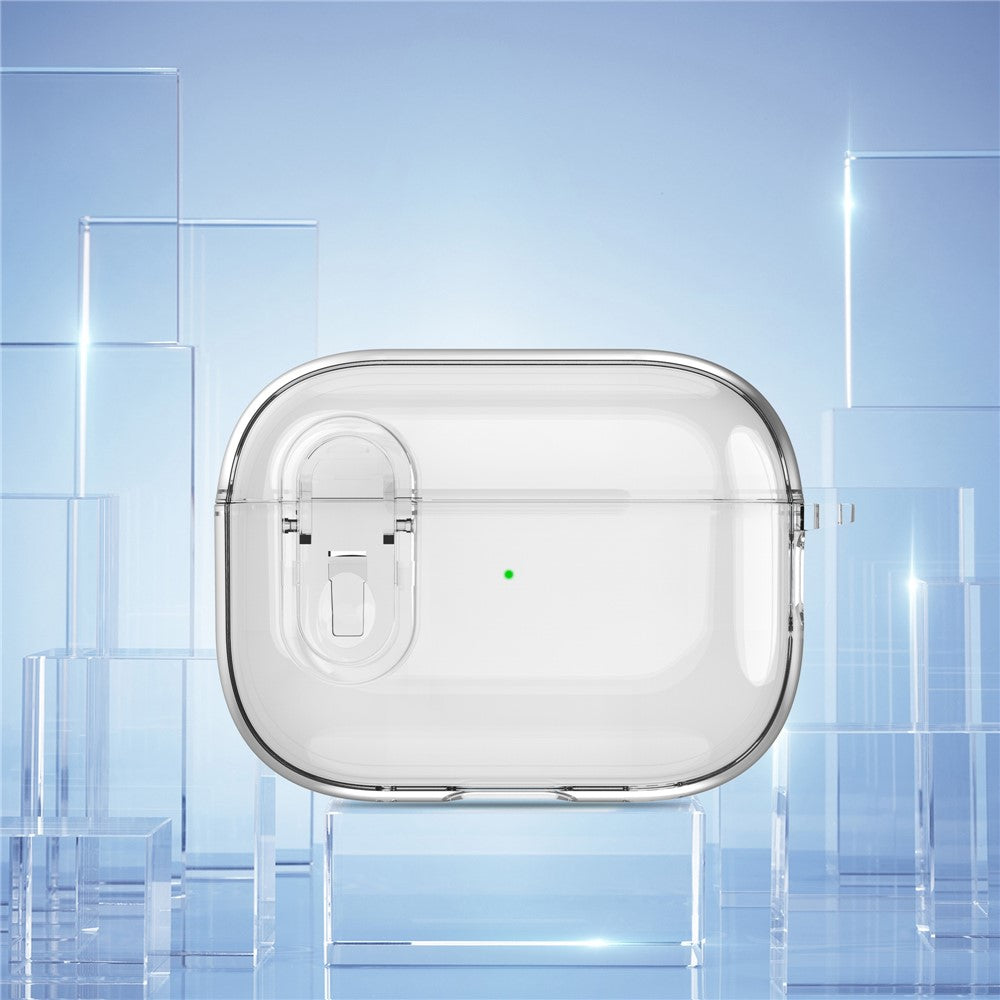 For AirPods Pro 2 Clear Earphone Case PC + TPU Bluetooth-compatible Earbud Cover with Hanging Buckle