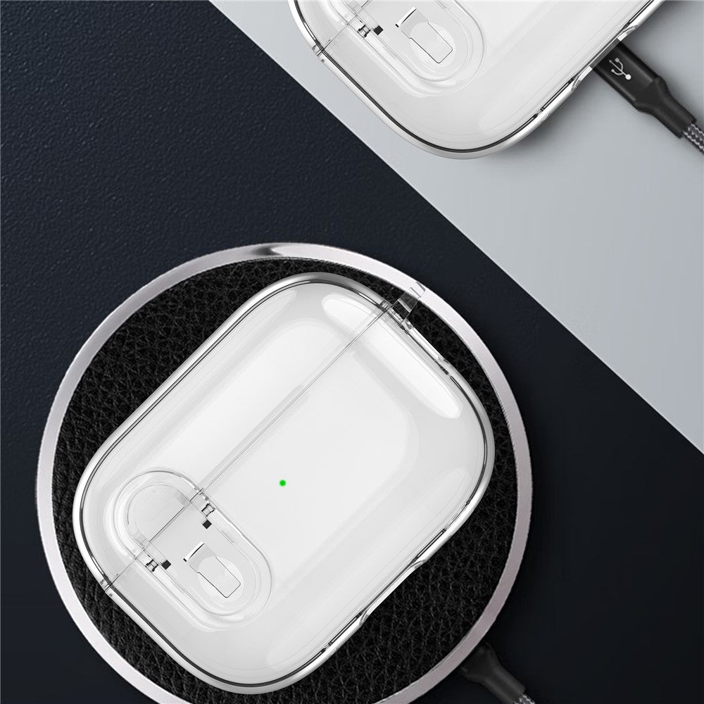 For AirPods Pro 2 Clear Earphone Case PC + TPU Bluetooth-compatible Earbud Cover with Hanging Buckle