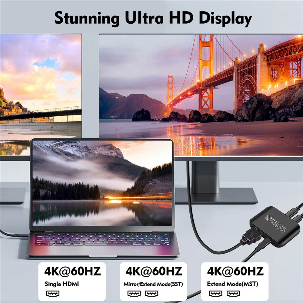 NK-E70 Type-C to HD + Type-C Splitter 4K 60Hz MST / SST Display Adapter Support PD Charging