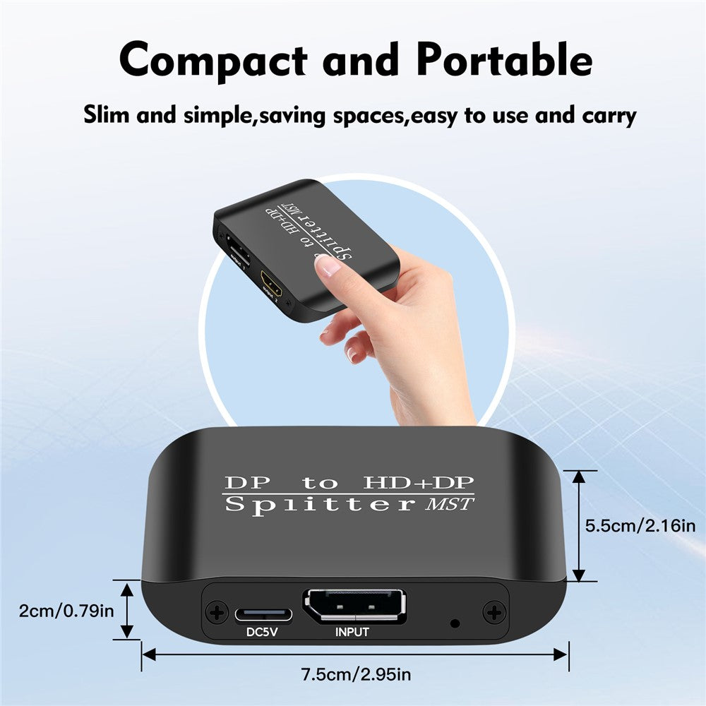 NK-W60 DP to HD+DP 4K 60Hz Splitter MST / SST Adapter for Dual Display / Mirror Display