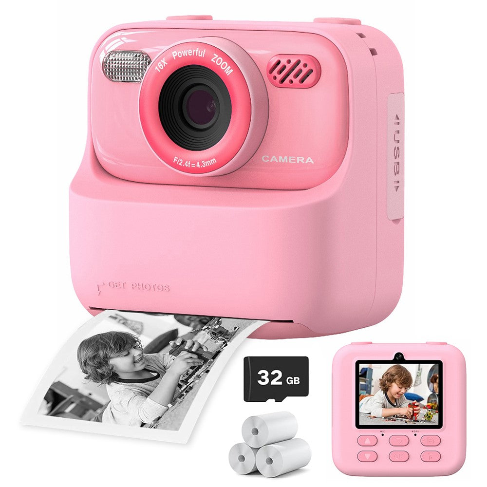P79 Instant Print Kids Camera Fun Game HD 1080P Dual Lens Camera with 32GB Memory Card
