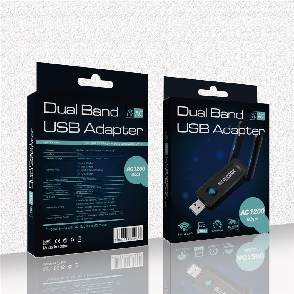 RE-1202 1200M USB3.0 Network Card 2.4G / 5G Dual Band WiFi Transmitter Receiver Adapter