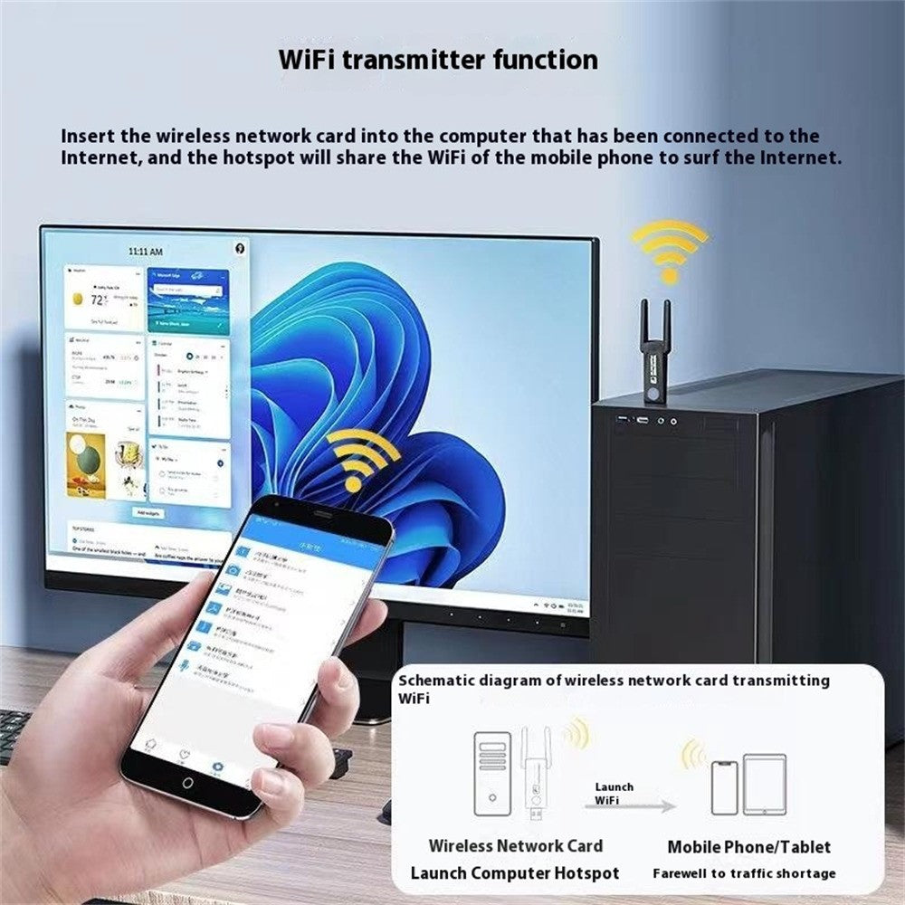 RE-1202 1200M USB3.0 Network Card 2.4G / 5G Dual Band WiFi Transmitter Receiver Adapter