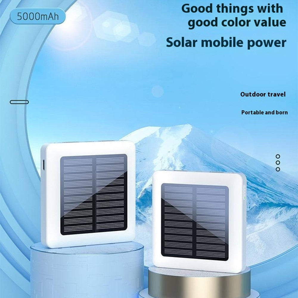 P96S Outdoor Emergency Solar Power Bank 5000mAh Portable Charger with Flashlight