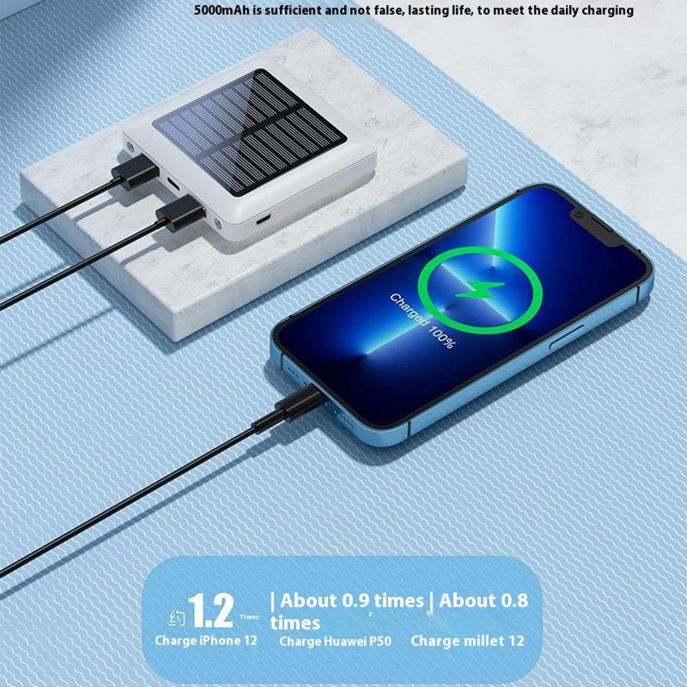 P96S Outdoor Emergency Solar Power Bank 5000mAh Portable Charger with Flashlight