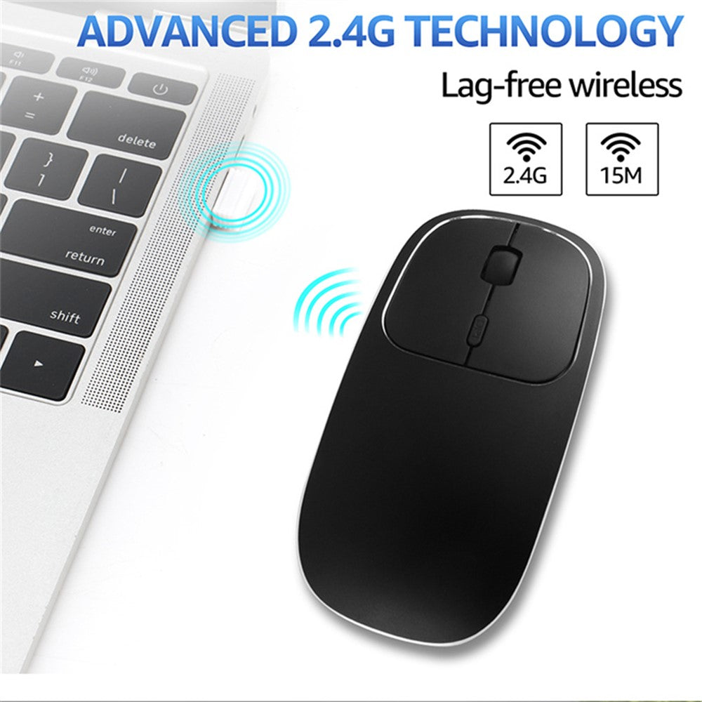 2.4G Wireless Computer Laptop Mouse Rechargeable Aluminium Alloy Mice with Type-C Adapter