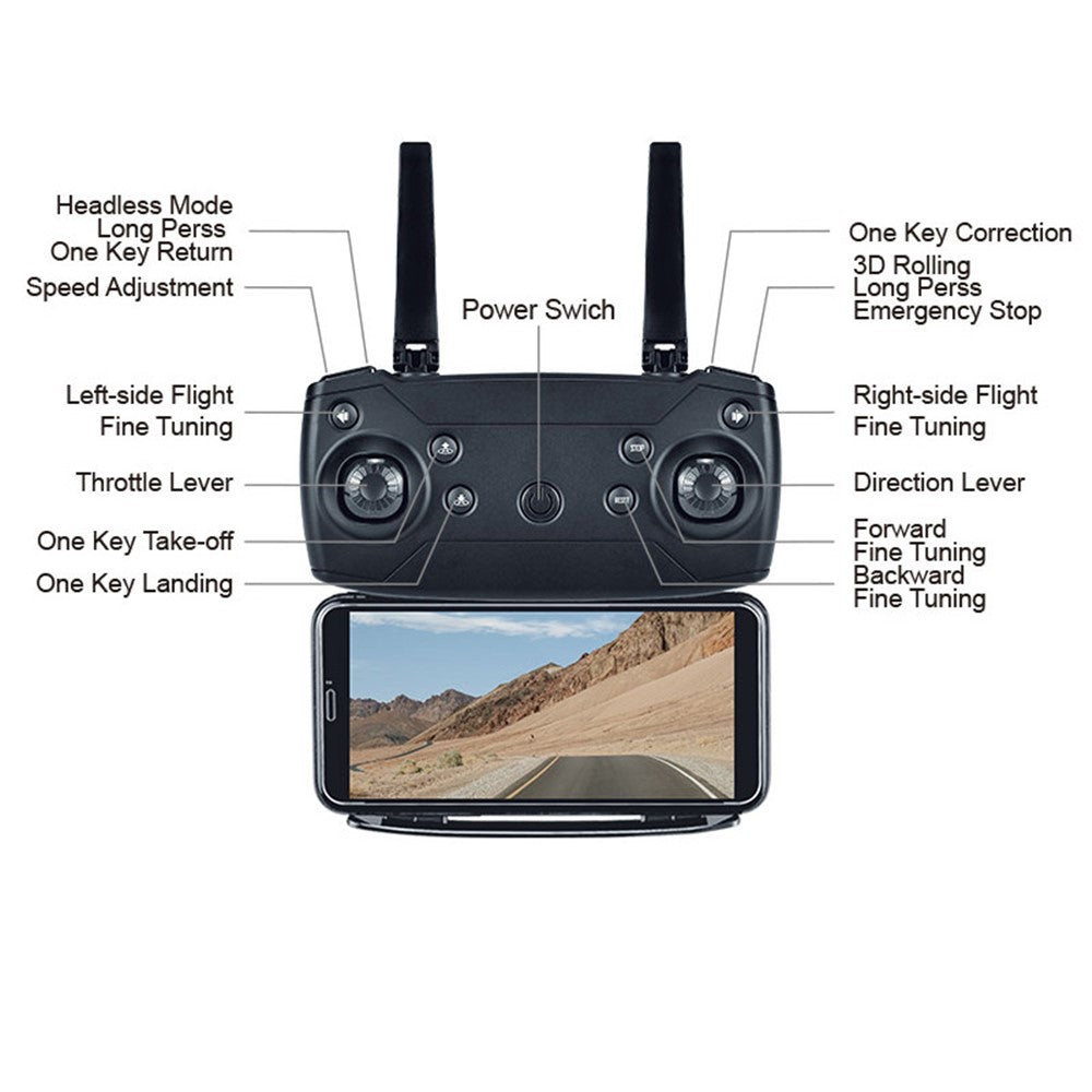 E68 Mini RC Drone with 1080P / 500W HD Camera WiFi Height Hold Mode Foldable Quadcopter Toy